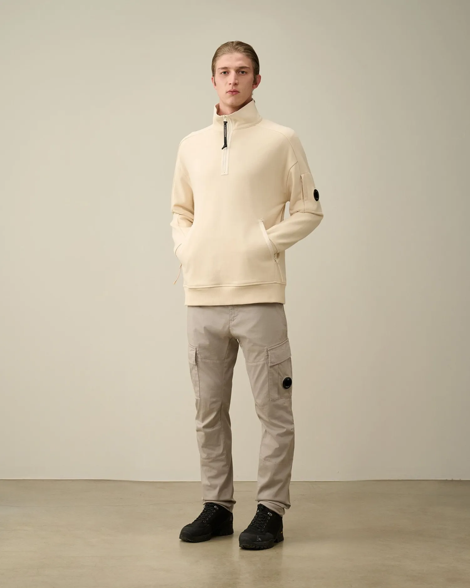 Online C.P. Company 30/1 Fleece Artisanal Haettetroje Stovregn Gra