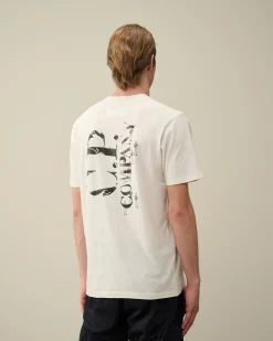 Hot C.P. Company 30/1 Jersey Afslappet Grafisk T-Shirt Gaze Hvid