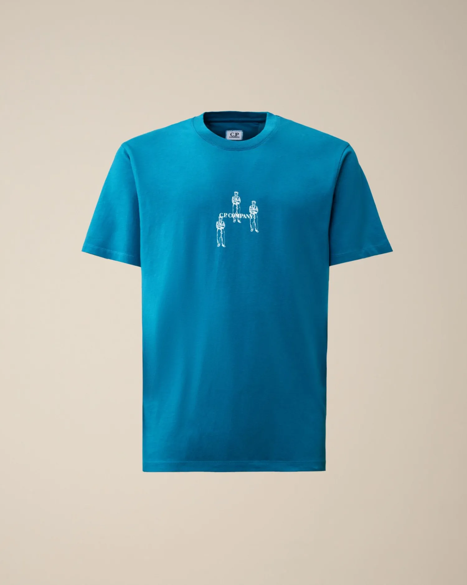 Outlet C.P. Company 24/1 Jersey Artisanal Card T-Shirt Gaze Hvid
