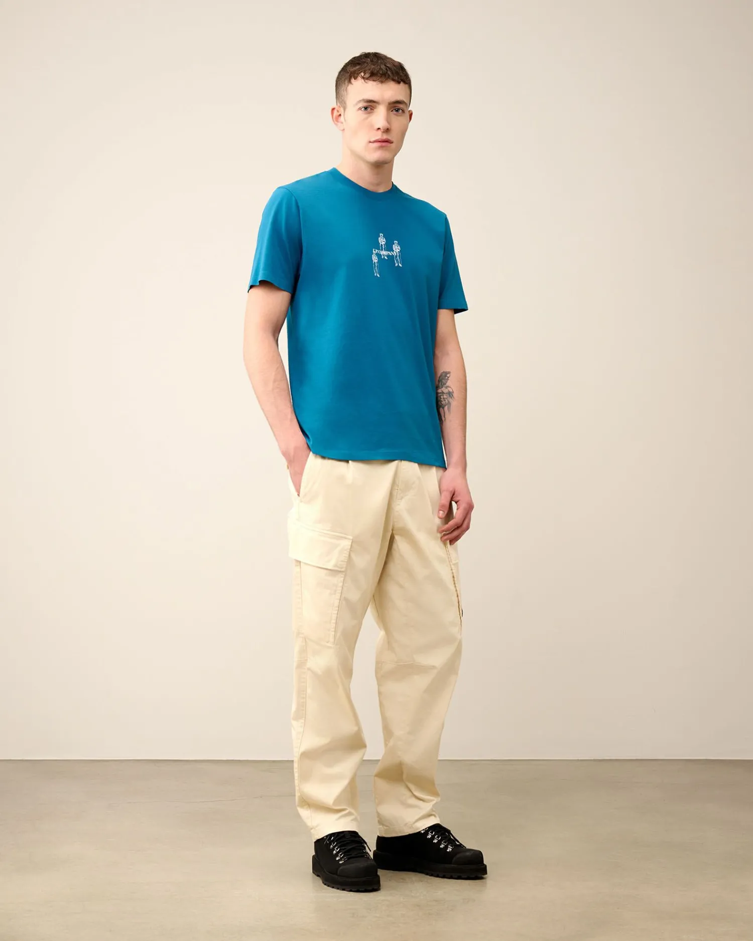 Outlet C.P. Company 24/1 Jersey Artisanal Card T-Shirt Gaze Hvid
