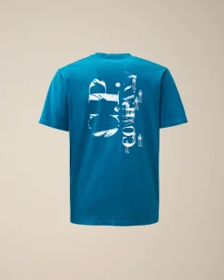 Outlet C.P. Company 24/1 Jersey Artisanal Card T-Shirt Gaze Hvid