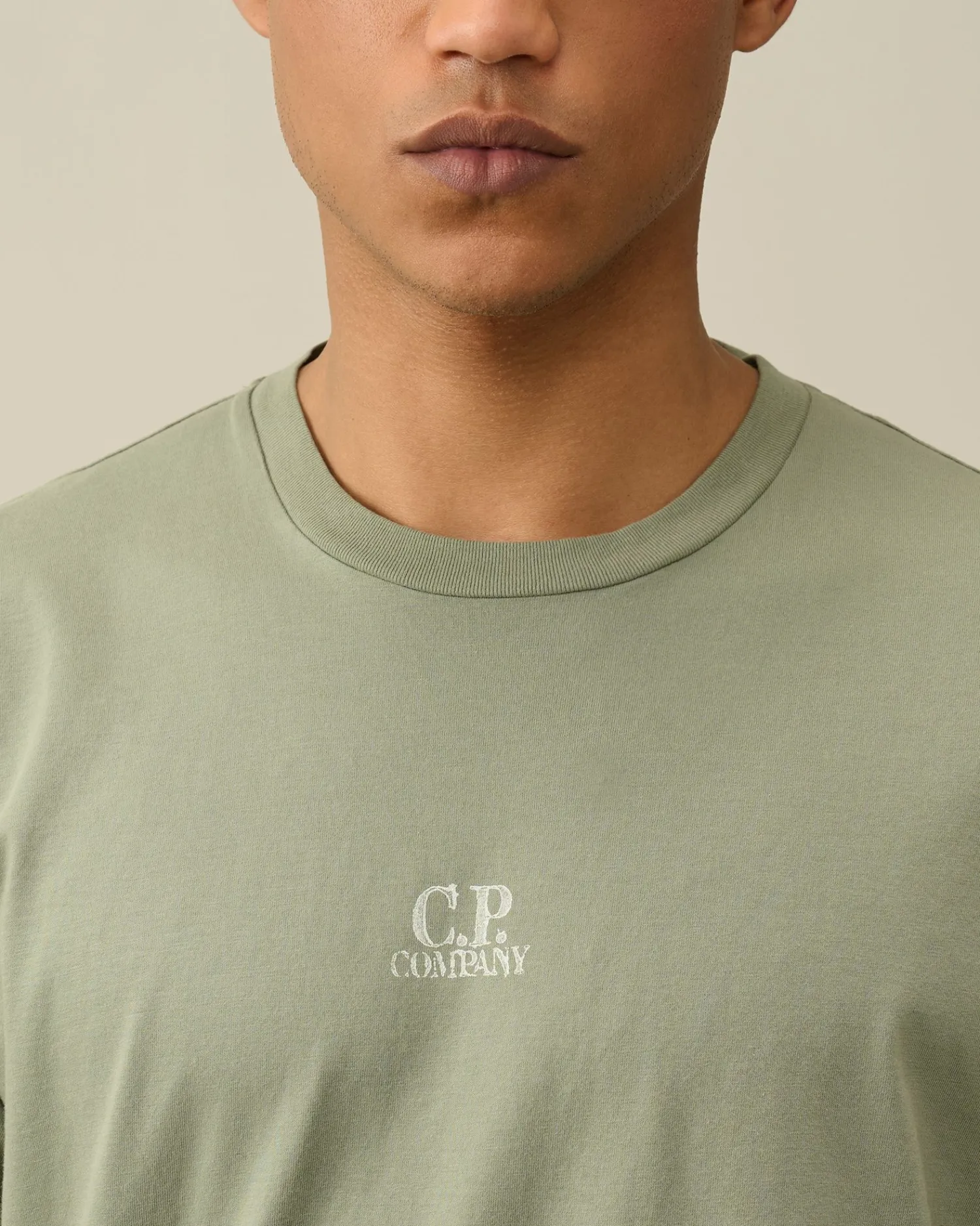 Sale C.P. Company 24/1 Jersey Artisanal Three Cards T-Shirt Agave Gron
