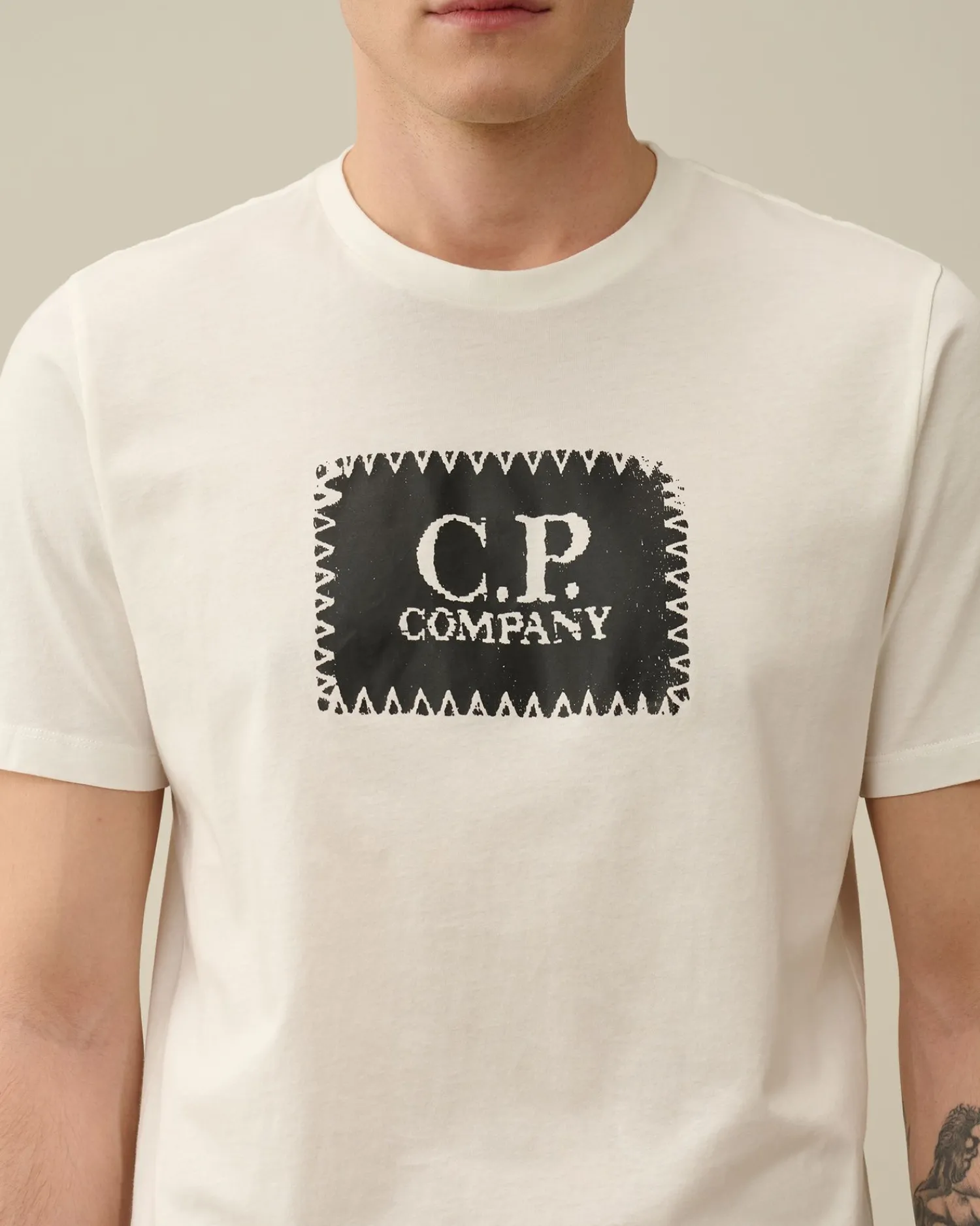 Sale C.P. Company 20/1 Jersey Boxy Logo T-Shirt Sort