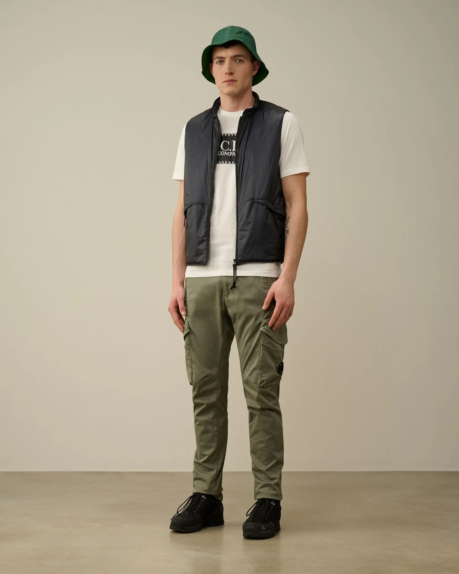 Sale C.P. Company 20/1 Jersey Boxy Logo T-Shirt Sort