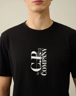 Best C.P. Company 20/1 Jersey Boxy Logo T-Shirt Wienerbrod Shell-Orange