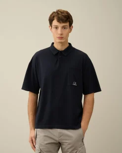 Best C.P. Company 20/1 Jersey Boxy Polo Shirt Total Eclipse-Blue