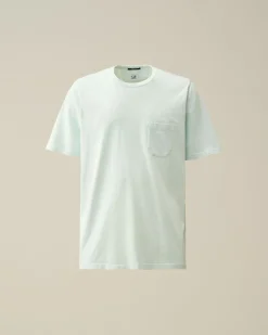 Fashion C.P. Company 24/1 Jersey Garment Dyed Logo T-Shirt Sort