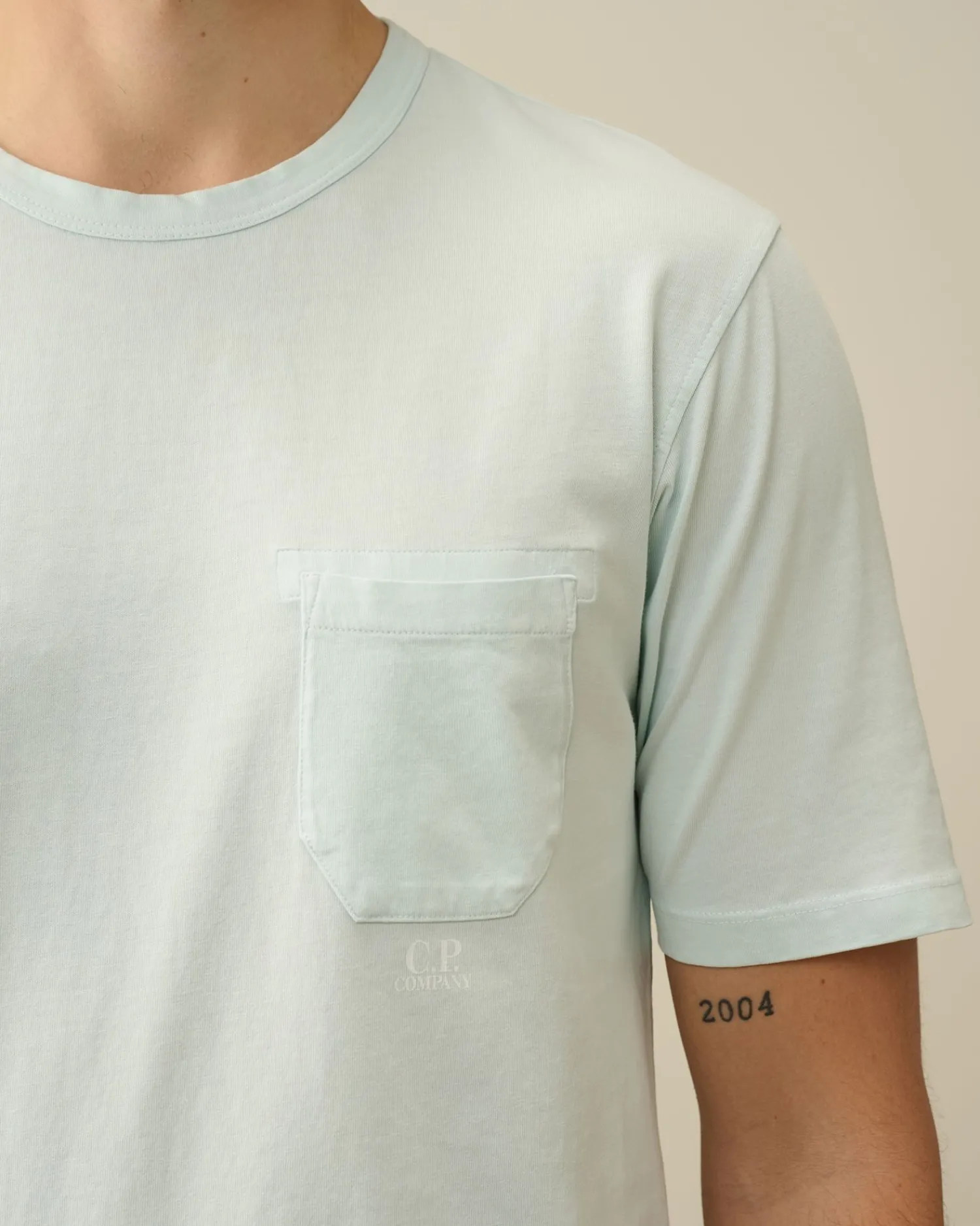 Fashion C.P. Company 24/1 Jersey Garment Dyed Logo T-Shirt Sort