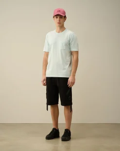 Fashion C.P. Company 24/1 Jersey Garment Dyed Logo T-Shirt Sort
