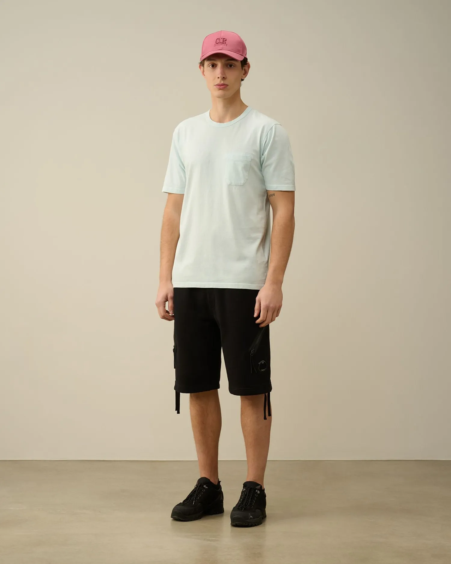 Fashion C.P. Company 24/1 Jersey Garment Dyed Logo T-Shirt Sort