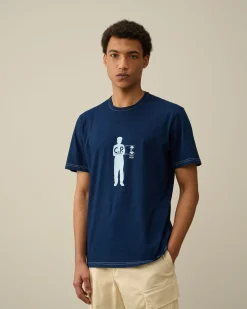 Shop C.P. Company 30/1 Jersey Grafisk T-Shirt Pistacie Shell-Beige
