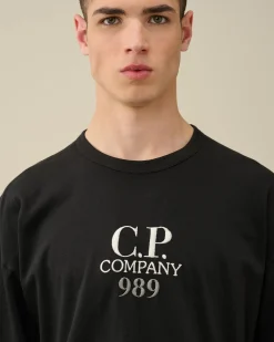 Store C.P. Company 30/1 Jersey Label Style Logo T-Shirt Stjernelys Bla