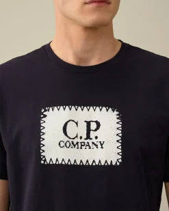 Cheap C.P. Company 30/1 Jersey Label Style Logo T-Shirt Pistacie Shell-Beige