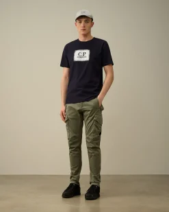 Cheap C.P. Company 30/1 Jersey Label Style Logo T-Shirt Pistacie Shell-Beige