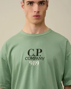 Discount C.P. Company 30/1 Jersey Logo T-Shirt Stjernelys Bla