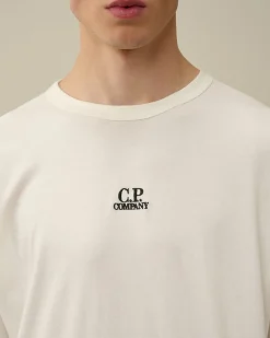 Discount C.P. Company 24/1 Jersey Resist Dyed Logo T-Shirt Blaek Bla