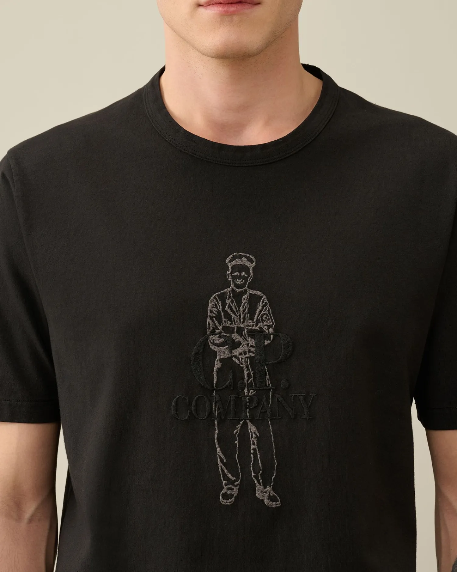 Online C.P. Company 30/2 Mercerized Jersey Twisted Graphic T-Shirt Pistacie Shell-Beige
