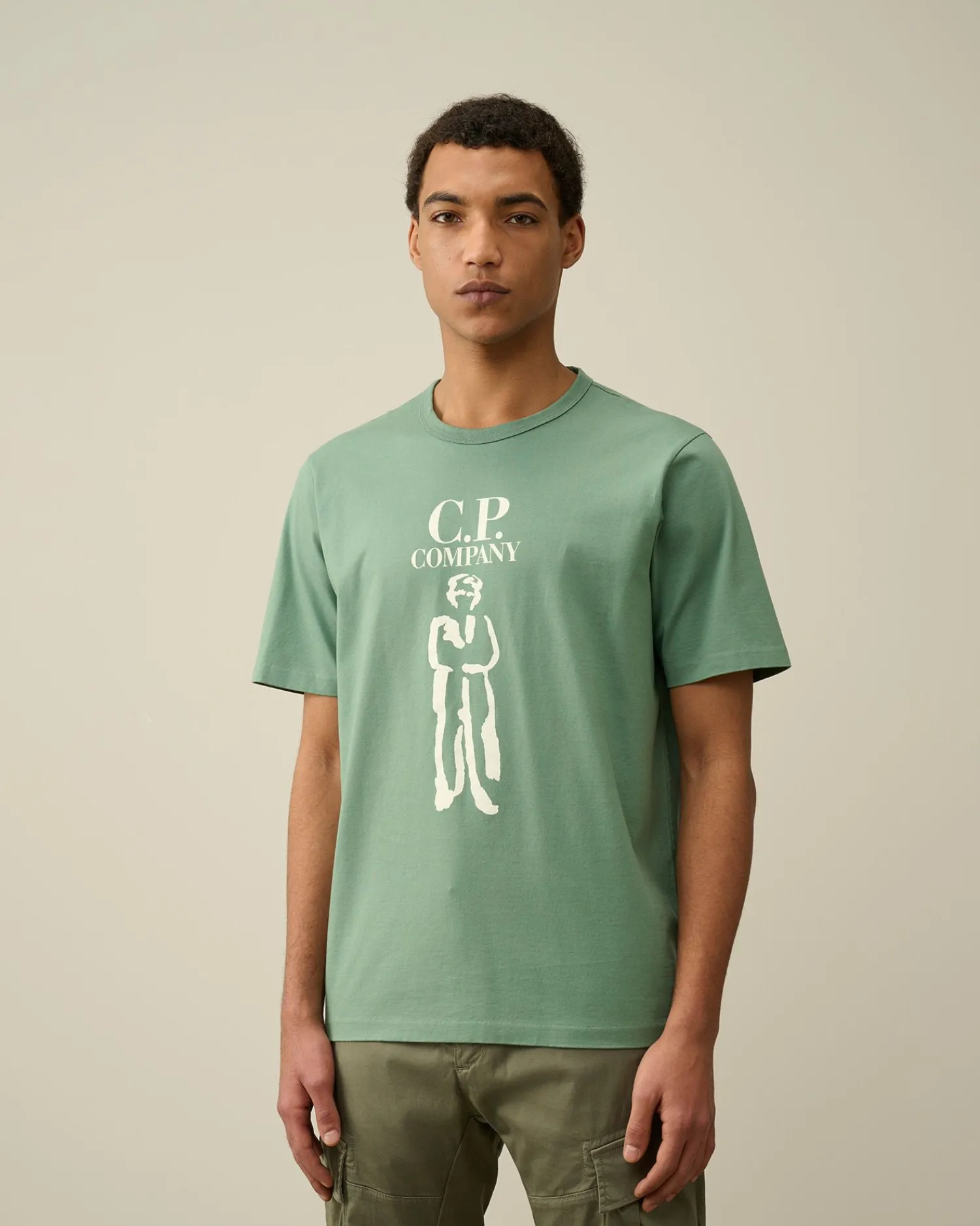 Best Sale C.P. Company 30/2 Mercerized Jersey Twisted Pocket T-Shirt Pistacie Shell-Beige