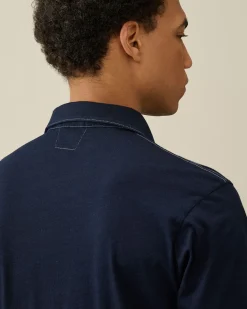 Fashion C.P. Company 30/2 Mercerized Jersey Twisted British Sailor T-Shirt Total Eclipse-Blue