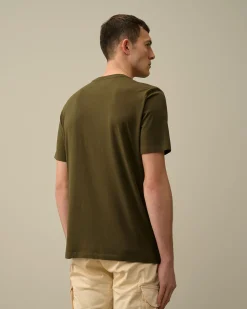 New C.P. Company 30/2 Mercerized Jersey Twisted Logo T-Shirt Pistacie Shell-Beige