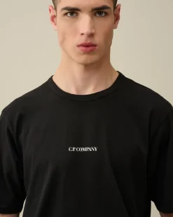 Best Sale C.P. Company 30/2 Mercerized Jersey Twisted Graphic T-Shirt Sort