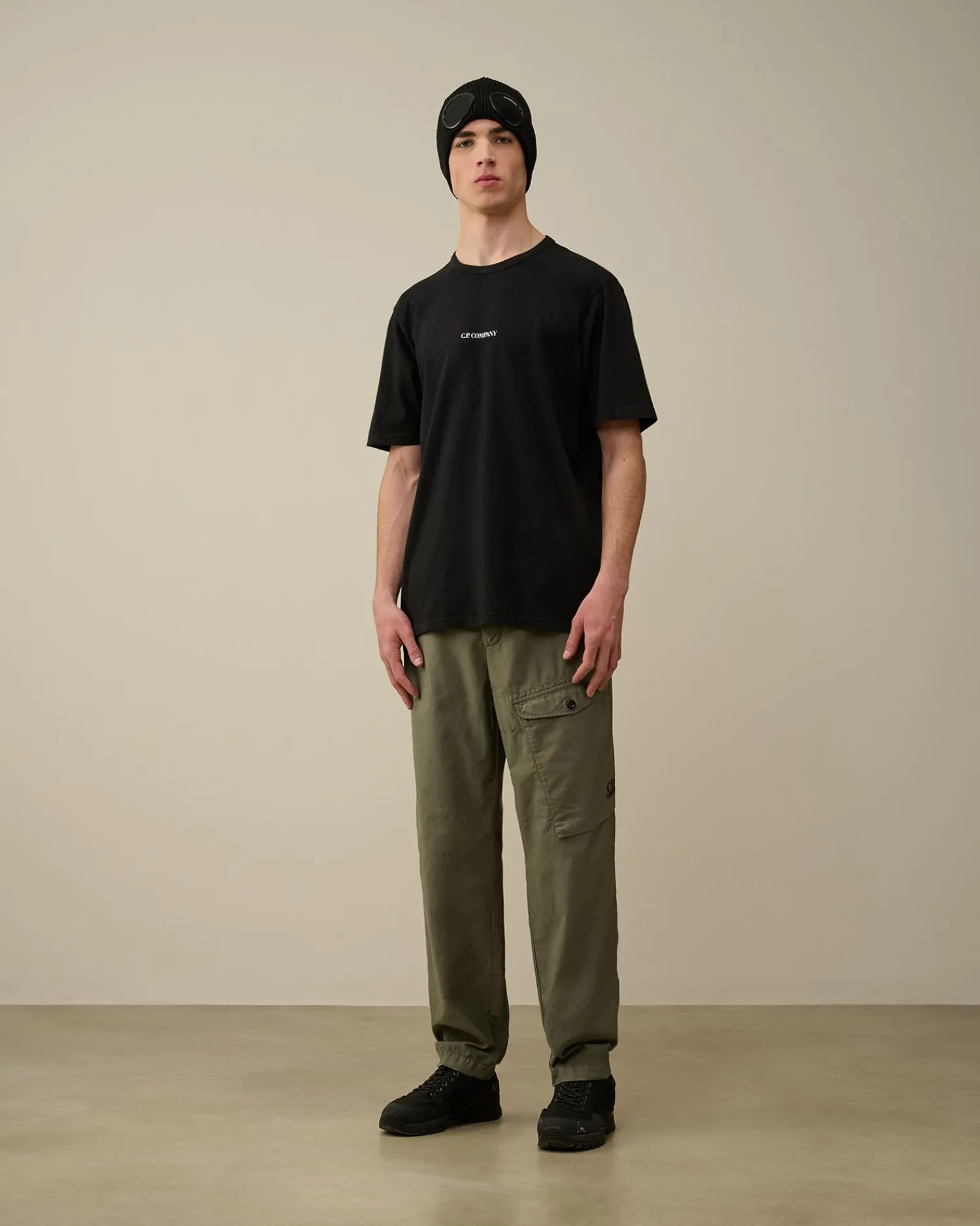 Best Sale C.P. Company 30/2 Mercerized Jersey Twisted Graphic T-Shirt Sort