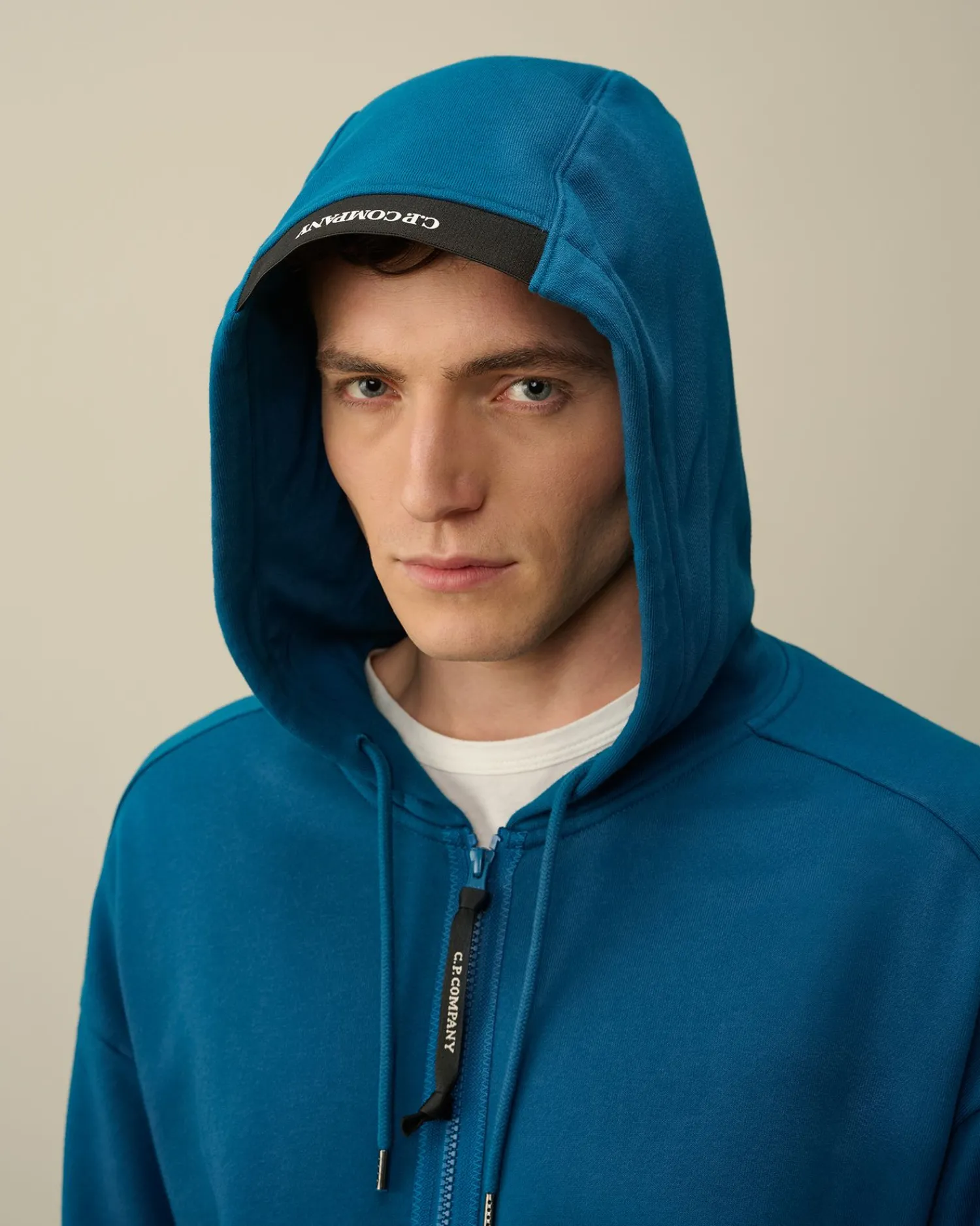 Discount C.P. Company 30/1 Svampe Fleece Kortaermet Sweatshirt Gaze Hvid