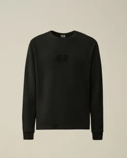 Sale C.P. Company 30/1 Svampe Fleece Kortaermet Sweatshirt Sort