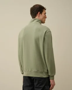 Discount C.P. Company Blandet Skjorte Med Lynlas I Bomuldsfleece Sort
