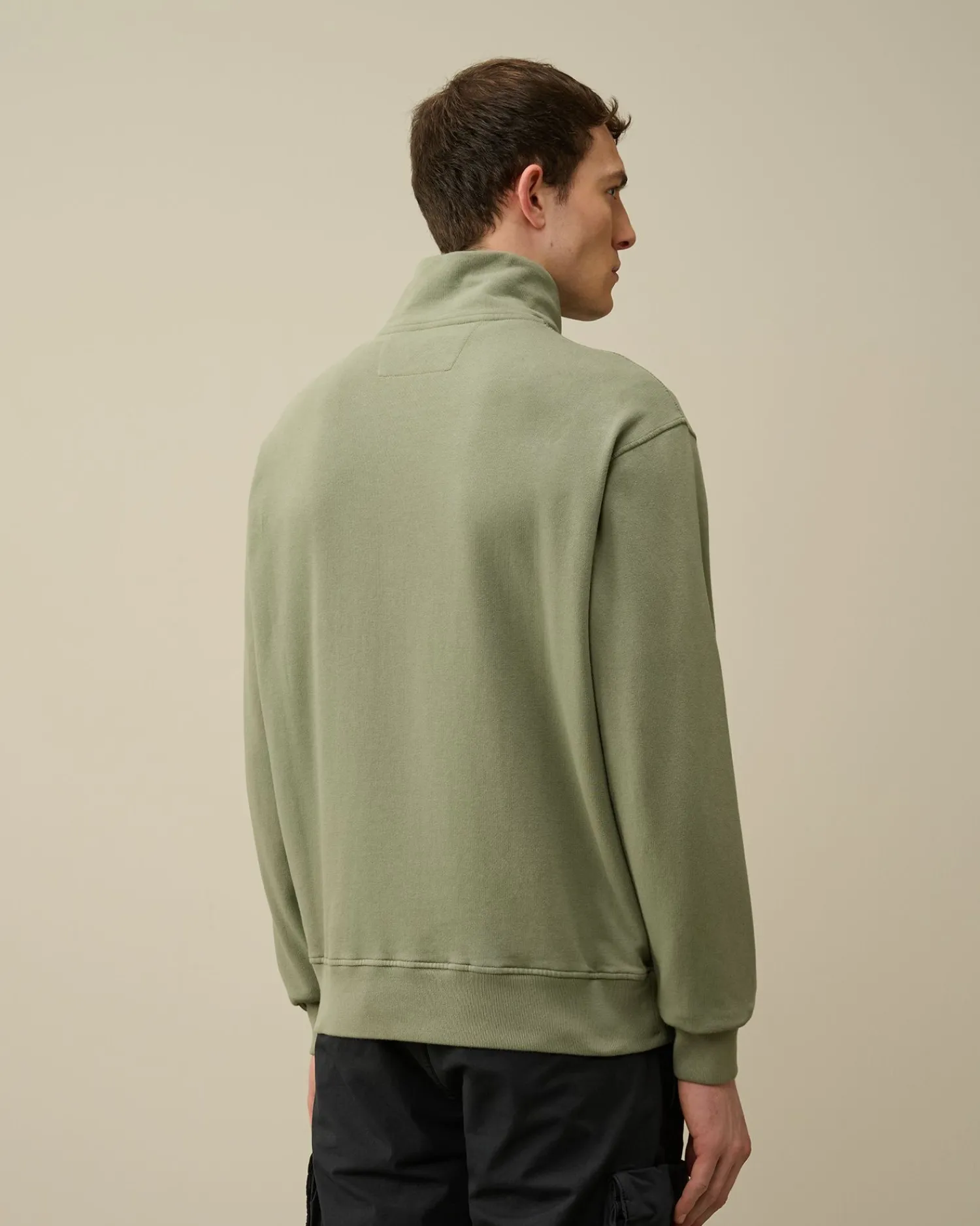 Discount C.P. Company Blandet Skjorte Med Lynlas I Bomuldsfleece Sort