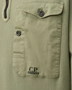 Discount C.P. Company Blandet Skjorte Med Lynlas I Bomuldsfleece Sort