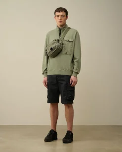 Discount C.P. Company Blandet Skjorte Med Lynlas I Bomuldsfleece Sort