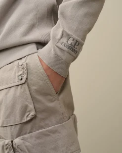 Sale C.P. Company Bomuld Blandet Bomber Strik Gaze Hvid