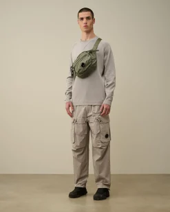 Sale C.P. Company Bomuld Blandet Bomber Strik Gaze Hvid