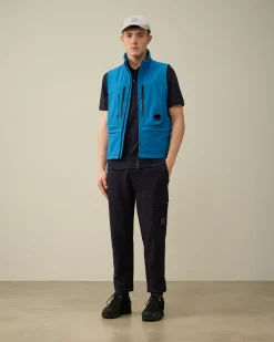 Outlet C.P. Company Bomuld Diagonal Fleece Cargo Joggingbukser Blaek Bla