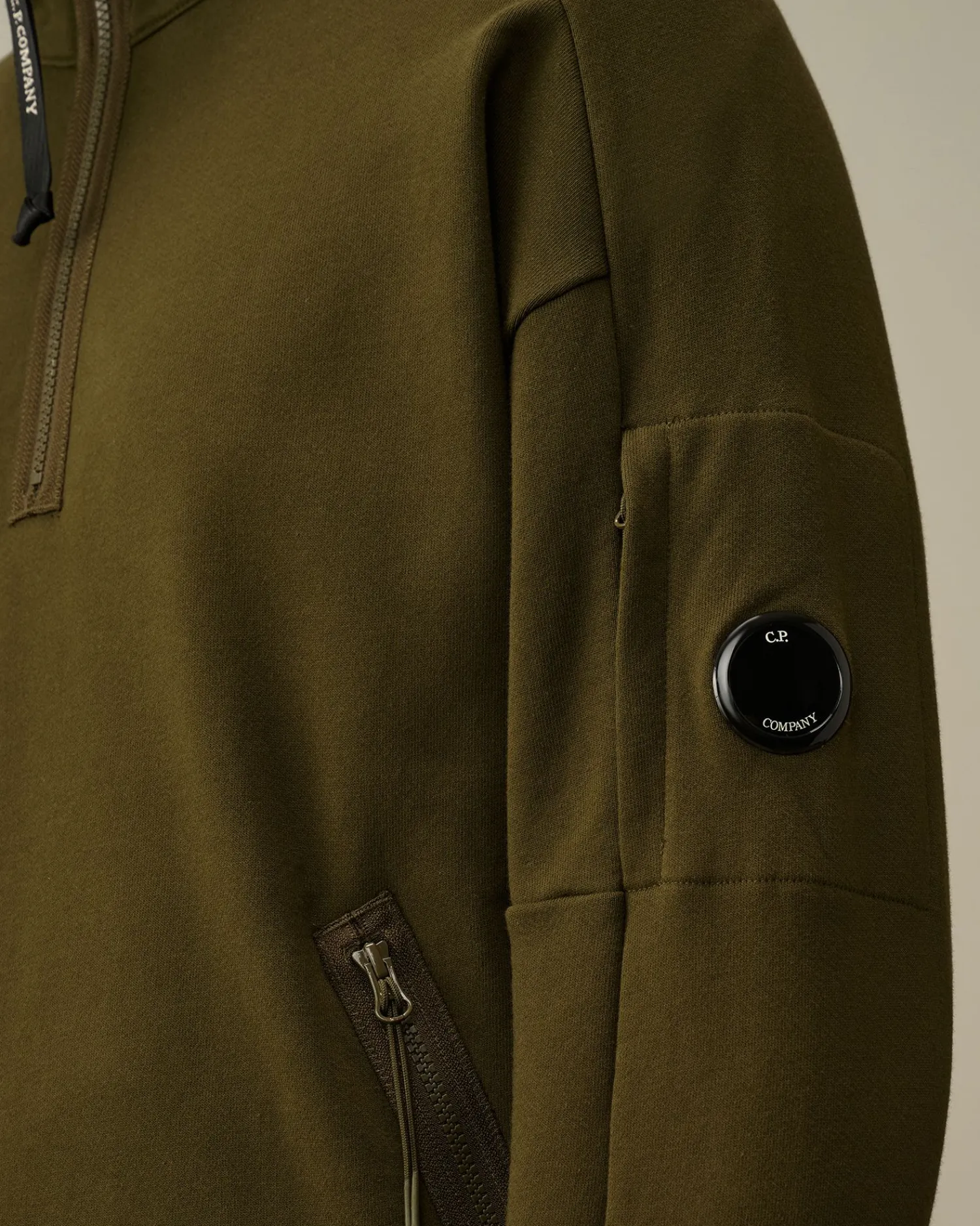 Cheap C.P. Company Bomuld Diagonal Fleece Logo Haettetroje Rod Knop