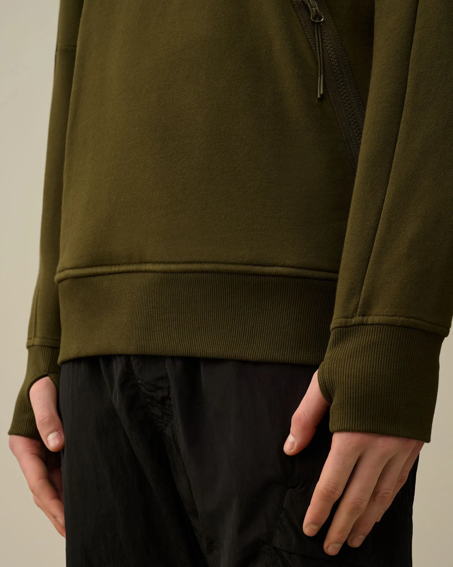 Cheap C.P. Company Bomuld Diagonal Fleece Logo Haettetroje Rod Knop