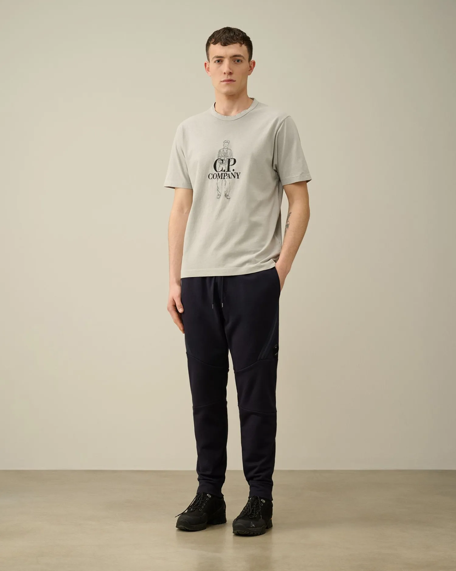 Discount C.P. Company Bomuld Fleece Mixed Cargo Shorts Stovregn Gra