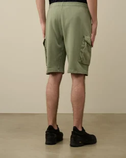 Shop C.P. Company Bomuld Fleece Mixed Cargo Shorts Total Eclipse-Blue