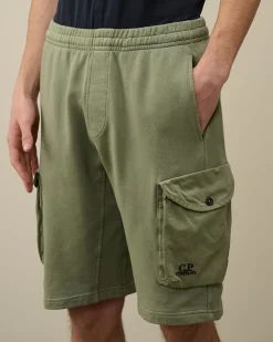 Shop C.P. Company Bomuld Fleece Mixed Cargo Shorts Total Eclipse-Blue