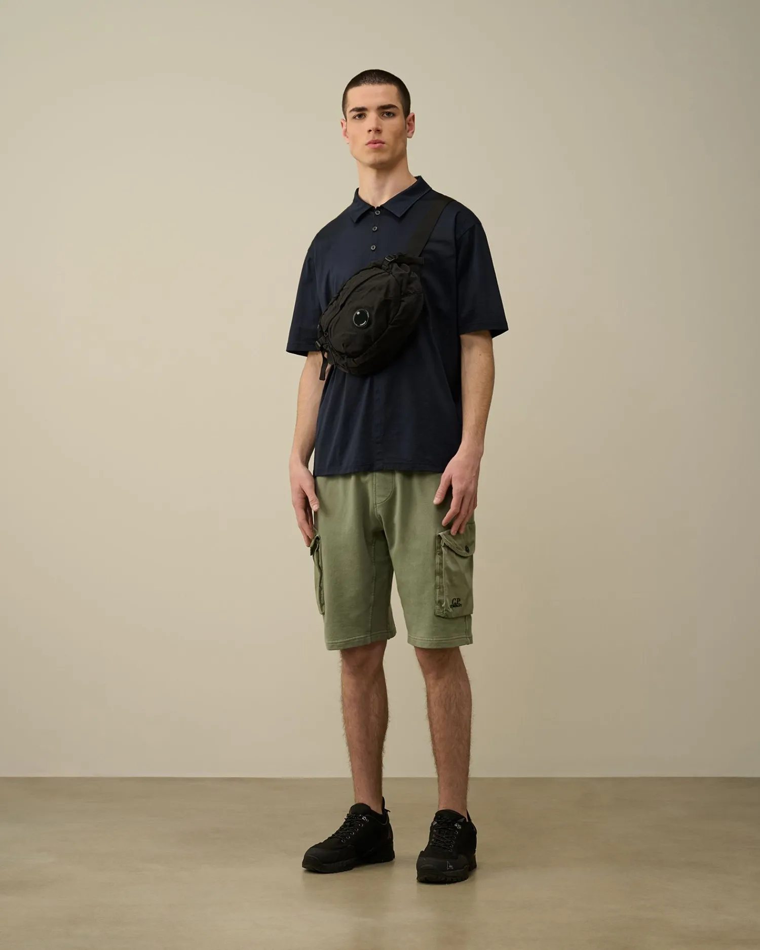 Shop C.P. Company Bomuld Fleece Mixed Cargo Shorts Total Eclipse-Blue