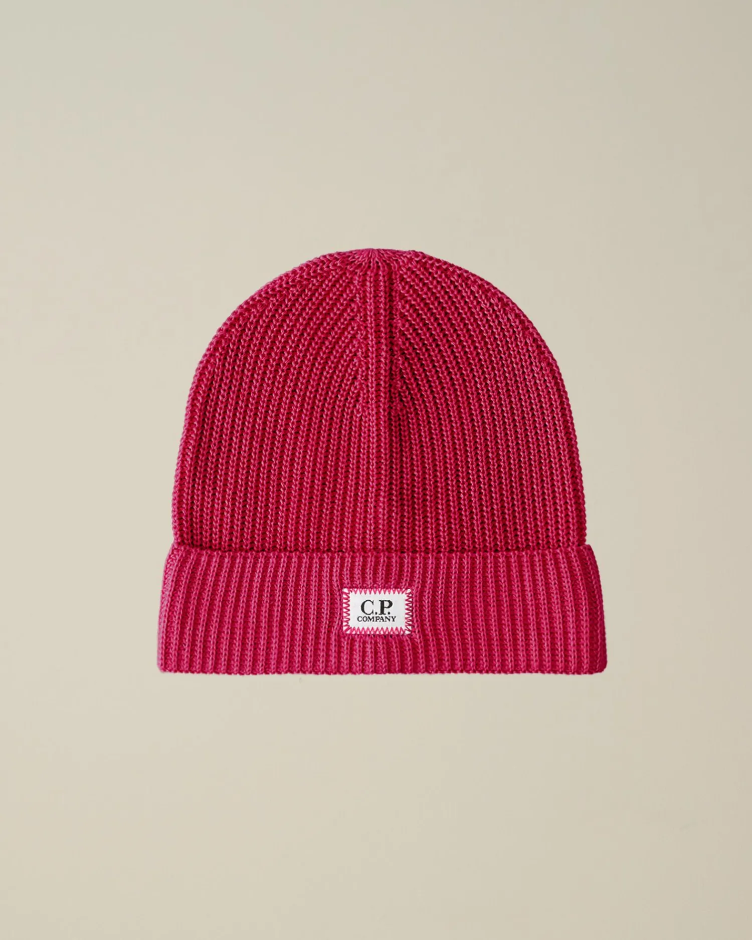 Sale C.P. Company Bomuld Logo Beanie Rod Knop