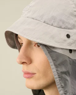 Outlet C.P. Company Bomuld Logo Beanie Gaze Hvid