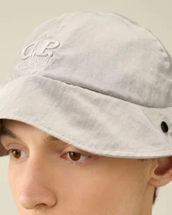 Outlet C.P. Company Bomuld Logo Beanie Gaze Hvid