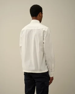 Best Sale C.P. Company Bomuld Popeline Overshirt Gaze Hvid