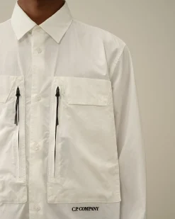 Best Sale C.P. Company Bomuld Popeline Overshirt Gaze Hvid