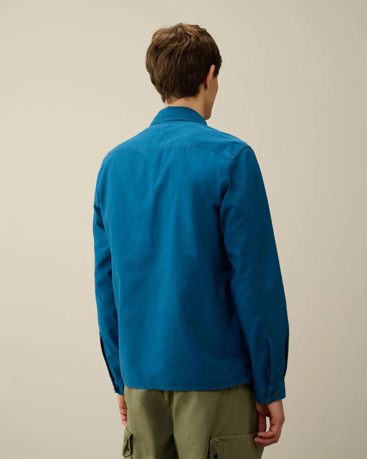 Outlet C.P. Company Chambray Kortaermet Logoskjorte Stenblege-Bla