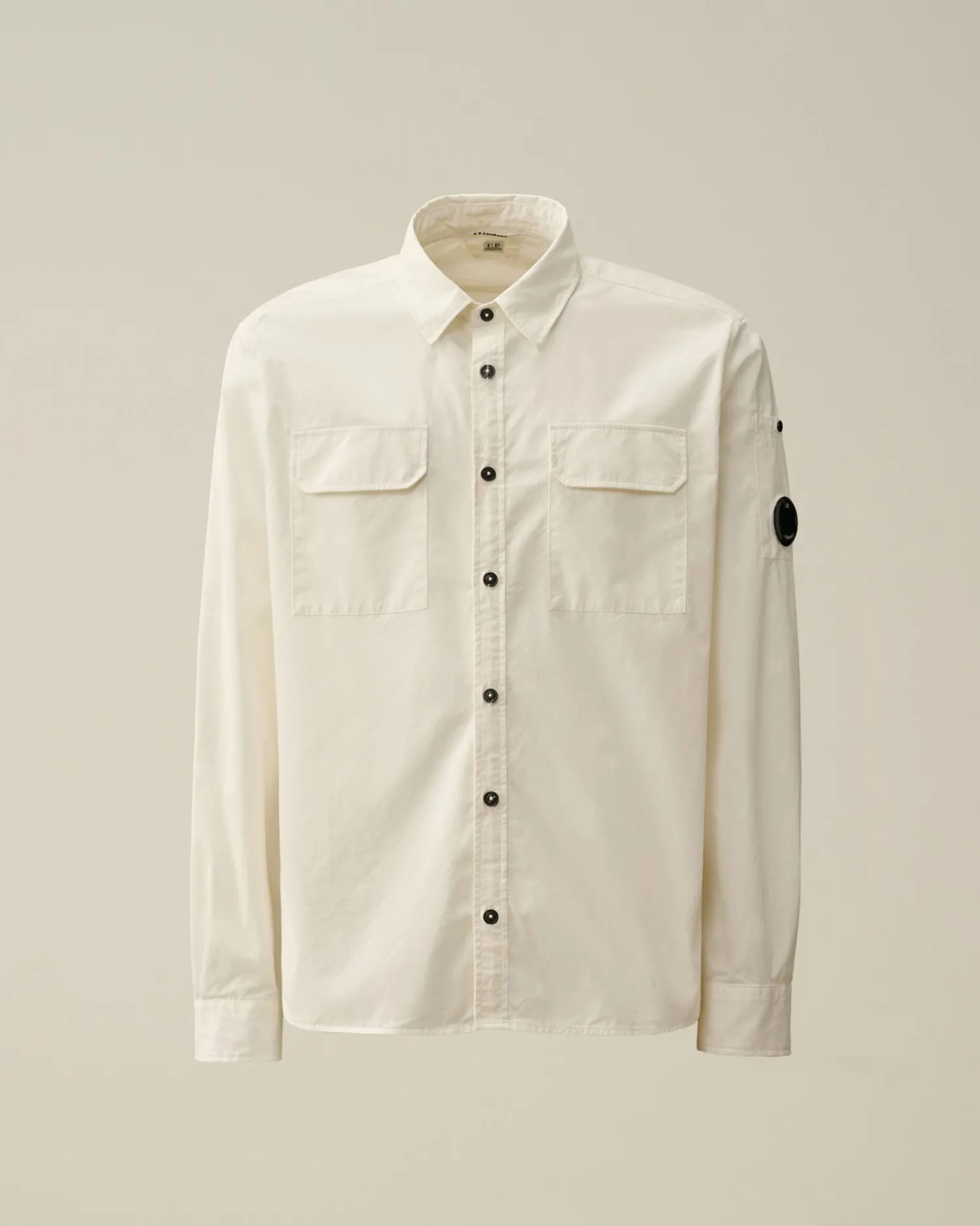 Clearance C.P. Company Chambray Langaermet Logoskjorte Denim-Bla