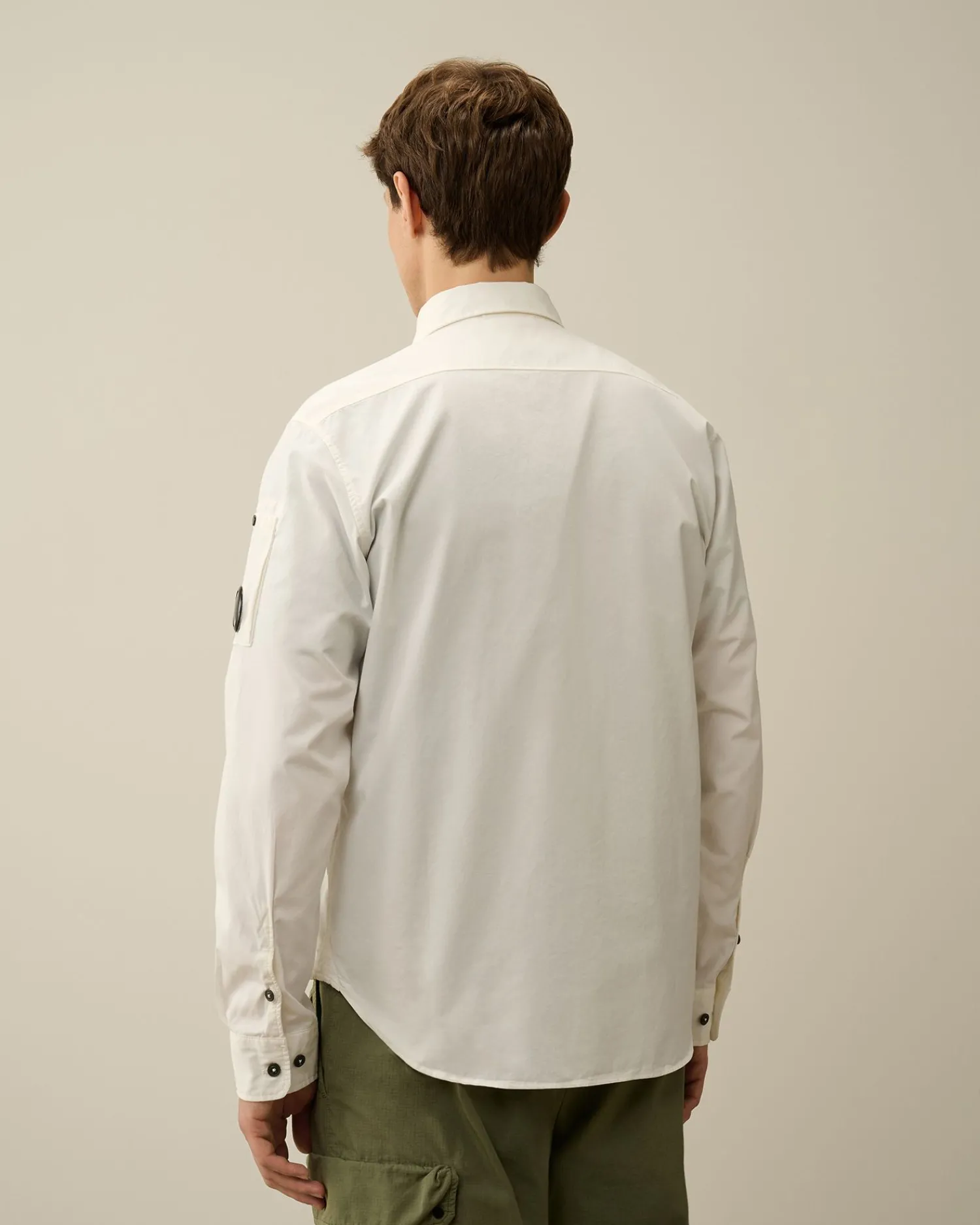 Clearance C.P. Company Chambray Langaermet Logoskjorte Denim-Bla