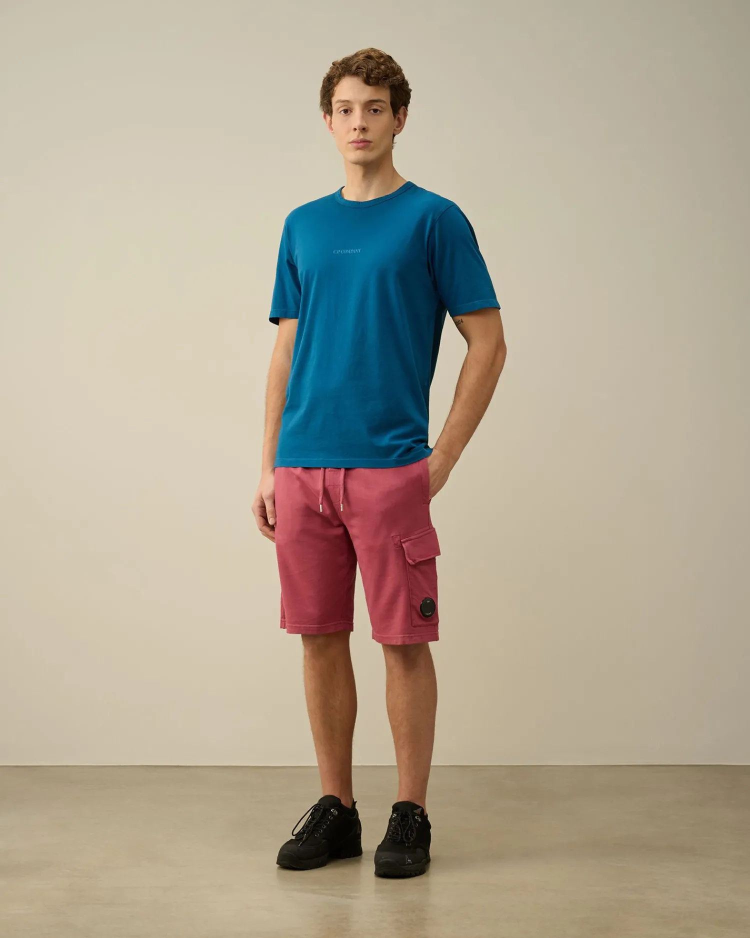 Outlet C.P. Company Diagonal Fleeceshorts I Bomuld Rod Knop